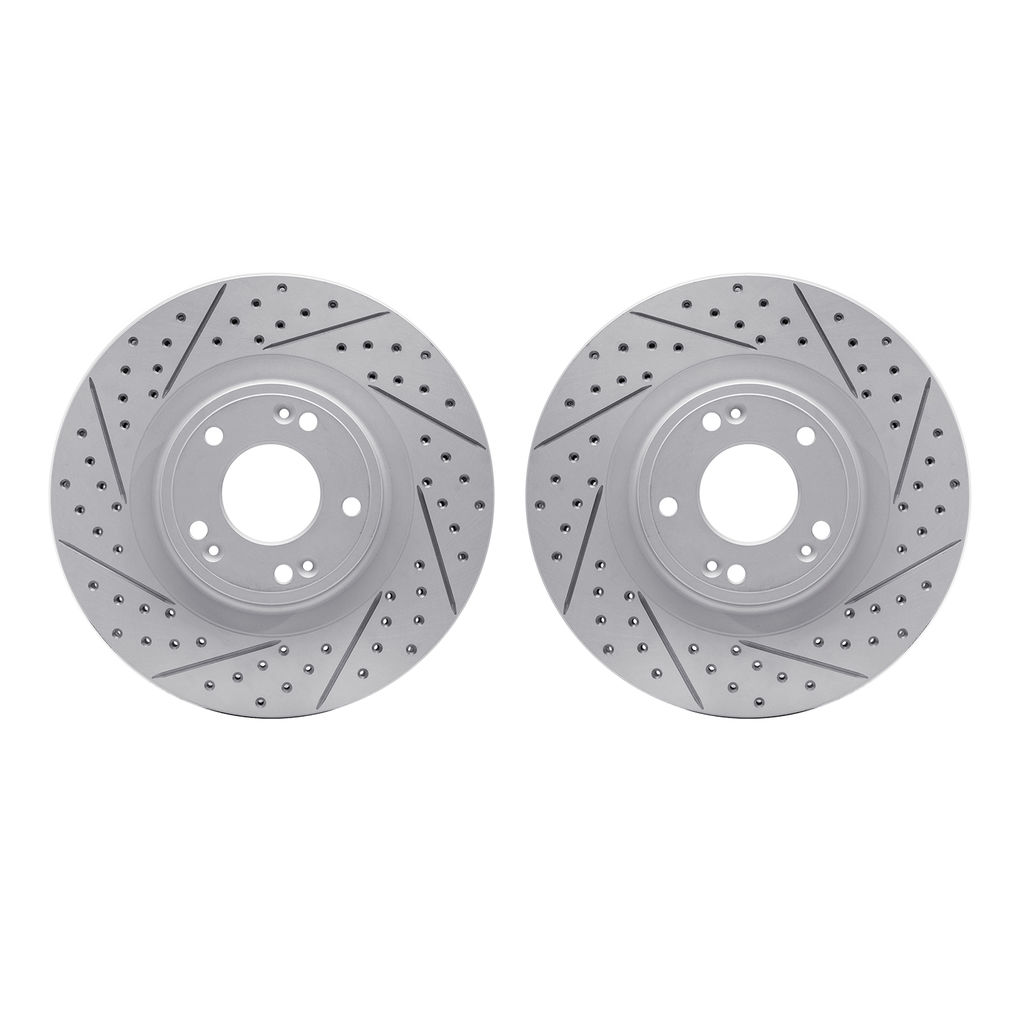 Dynamic Friction 2002-03016 - Geoperformance Coated Drilled and Slotted Brake Rotor 2 Wheel Set