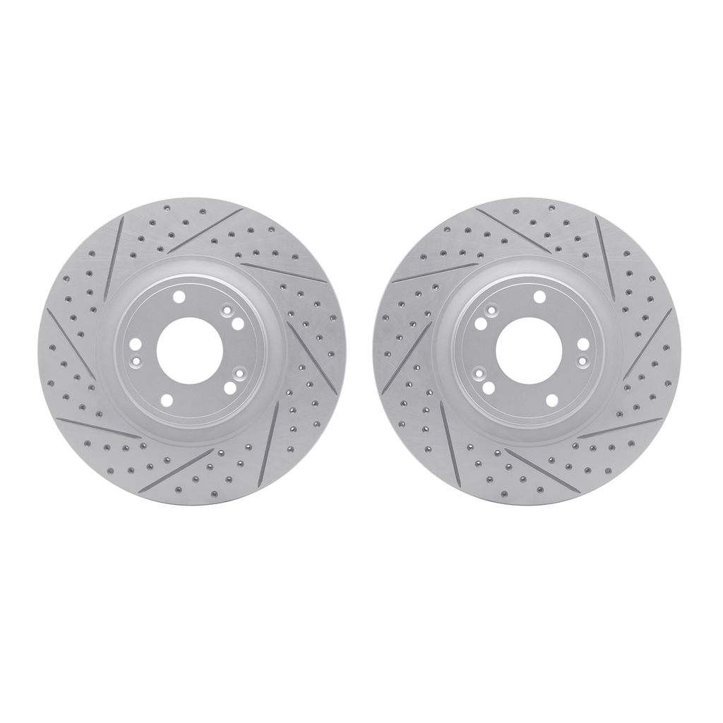 Dynamic Friction 2002-03017 - Geoperformance Coated Drilled and Slotted Brake Rotor 2 Wheel Set
