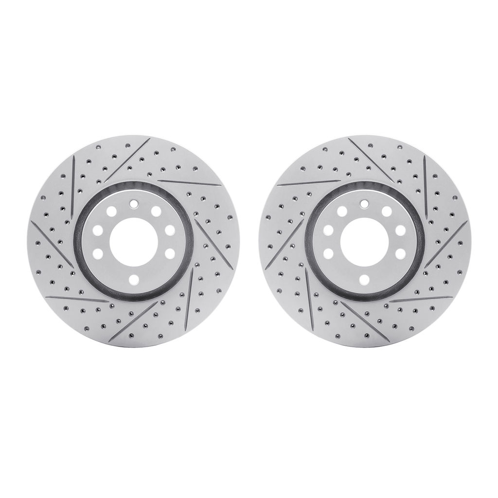 Dynamic Friction 2002-65002 - Geoperformance Coated Drilled and Slotted Brake Rotor 2 Wheel Set
