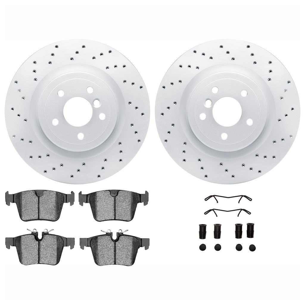 Dynamic Friction 2612-20067 - Brake Kit - Geoperformance Brake Rotors-Drilled with 5000 Euro Ceramic Brake Pads includes Hardware