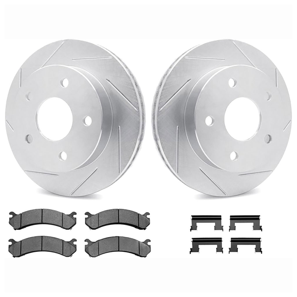 Dynamic Friction 2512-48137 - Brake Kit - Coated Slotted Brake Rotors and 5000 Advanced Brake Pads with Hardware