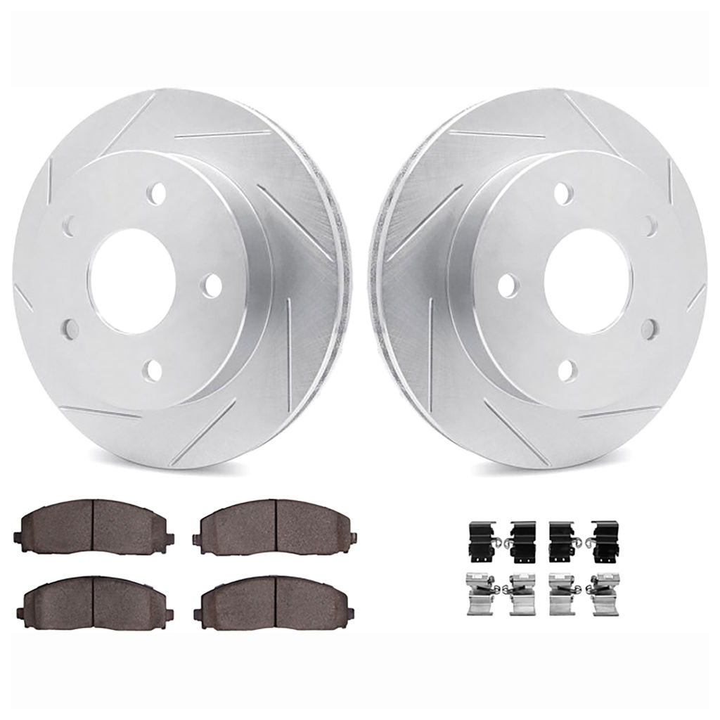 Dynamic Friction 2512-40185 - Brake Kit - Coated Slotted Brake Rotors and 5000 Advanced Brake Pads with Hardware