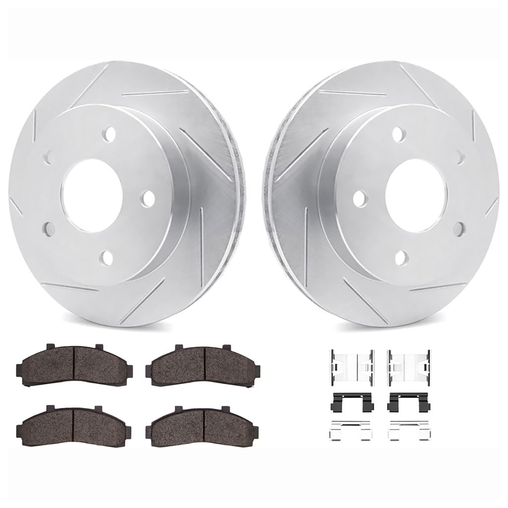 Dynamic Friction 2512-99366 - Brake Kit - Coated Slotted Brake Rotors and 5000 Advanced Brake Pads with Hardware
