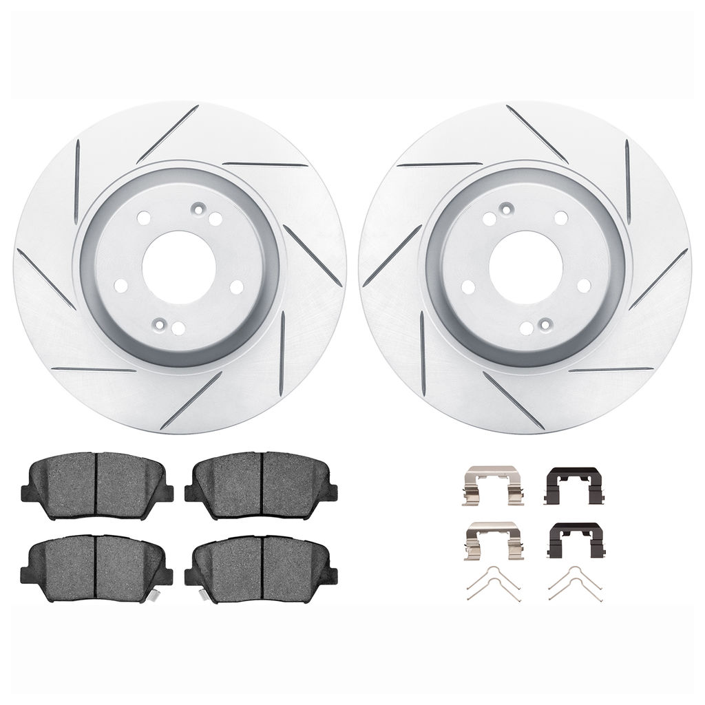 Dynamic Friction 2512-03112 - Brake Kit - Coated Slotted Brake Rotors and 5000 Advanced Brake Pads with Hardware
