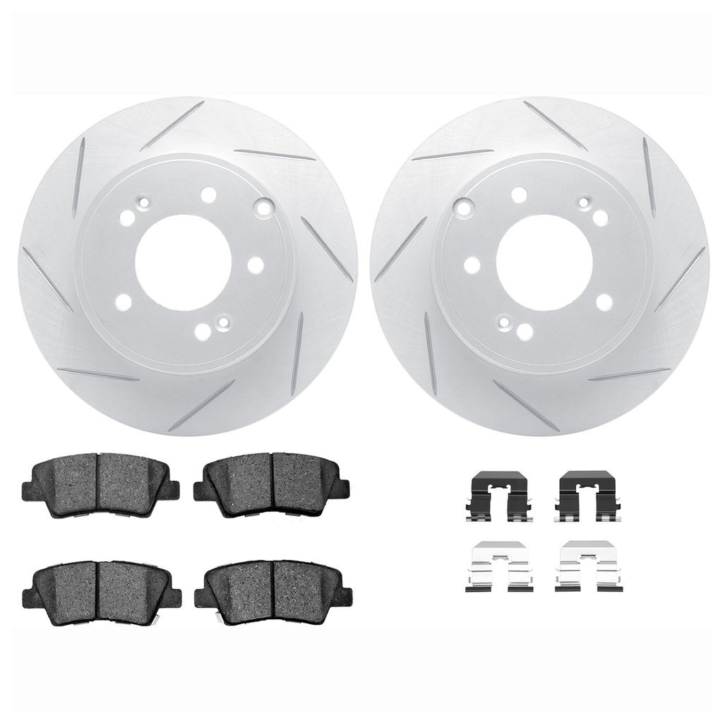 Dynamic Friction 2512-03169 - Brake Kit - Coated Slotted Brake Rotors and 5000 Advanced Brake Pads with Hardware