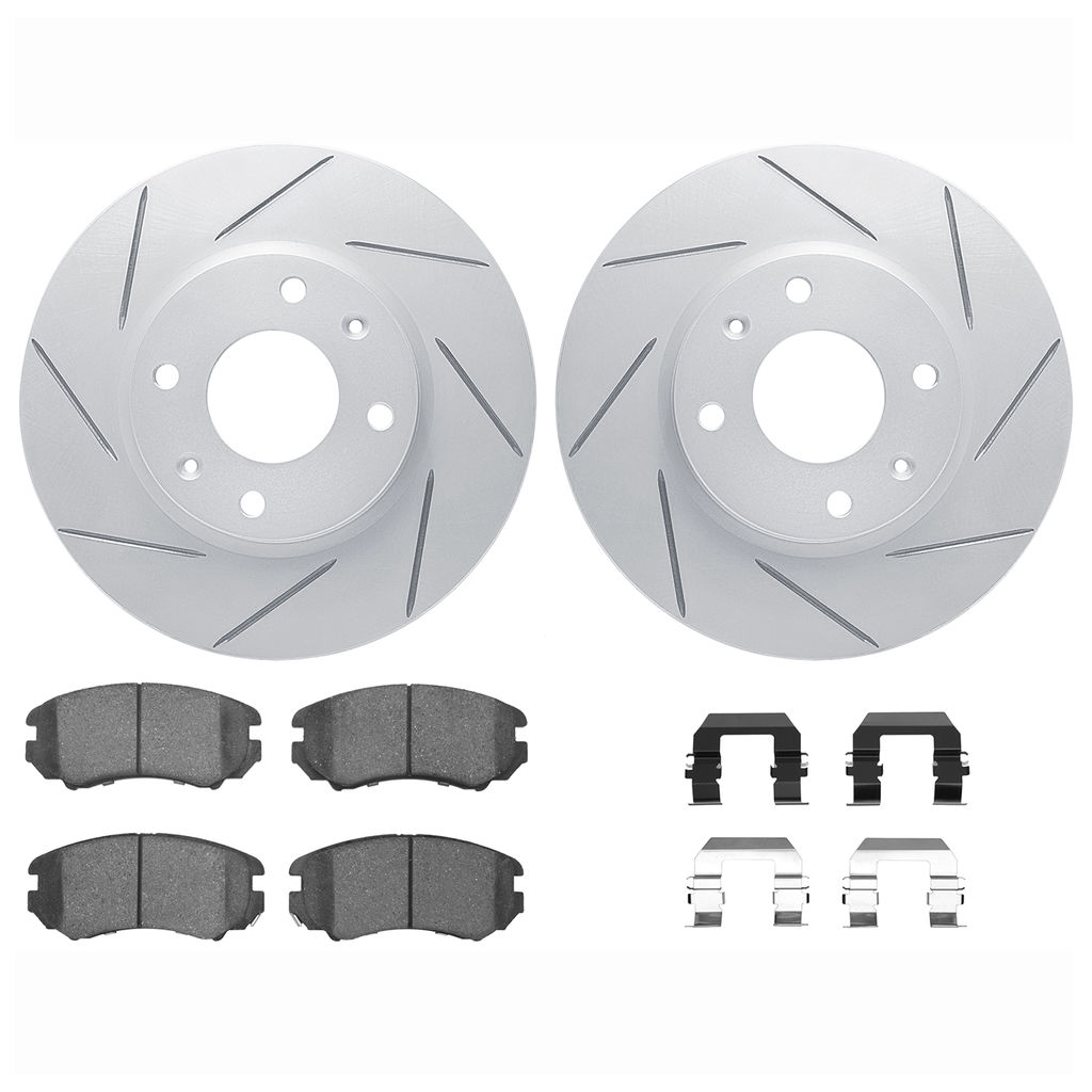 Dynamic Friction 2512-03101 - Brake Kit - Coated Slotted Brake Rotors and 5000 Advanced Brake Pads with Hardware