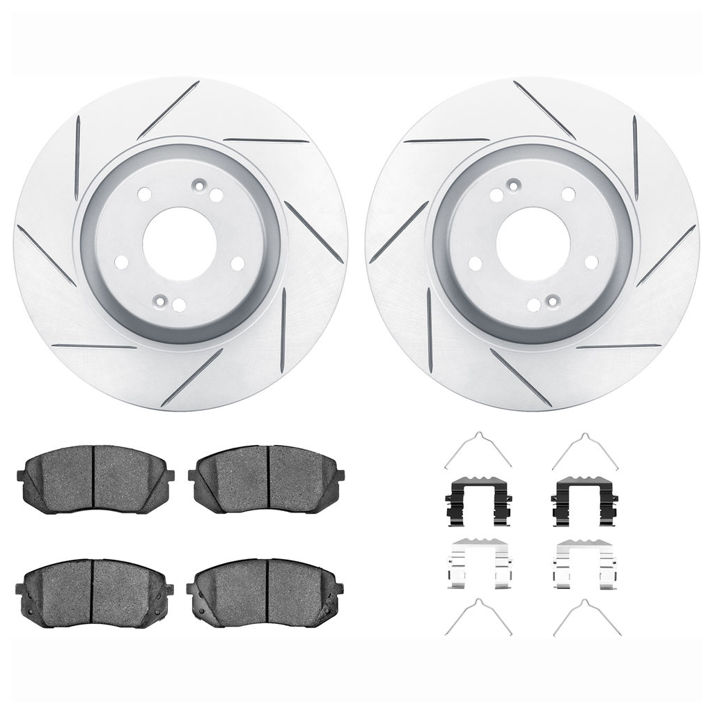 Dynamic Friction 2512-03106 - Brake Kit - Coated Slotted Brake Rotors and 5000 Advanced Brake Pads with Hardware
