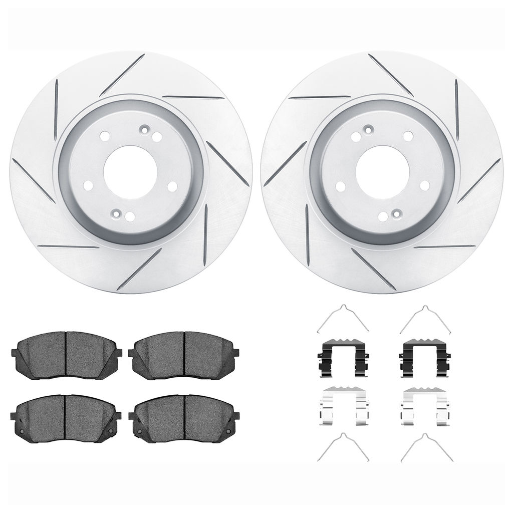 Dynamic Friction 2512-03116 - Brake Kit - Coated Slotted Brake Rotors and 5000 Advanced Brake Pads with Hardware