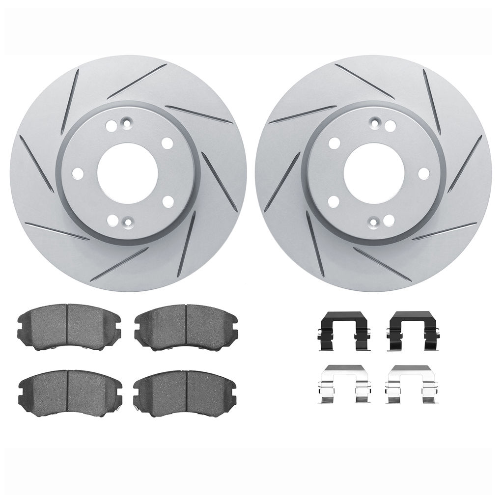 Dynamic Friction 2512-03125 - Brake Kit - Coated Slotted Brake Rotors and 5000 Advanced Brake Pads with Hardware