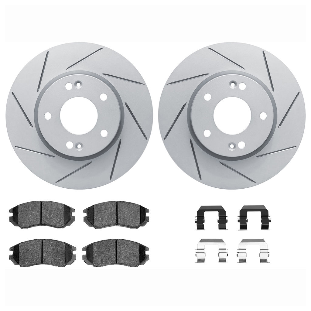 Dynamic Friction 2512-03127 - Brake Kit - Coated Slotted Brake Rotors and 5000 Advanced Brake Pads with Hardware