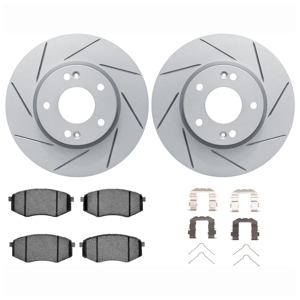 Dynamic Friction 2512-03131 - Brake Kit - Coated Slotted Brake Rotors and 5000 Advanced Brake Pads with Hardware