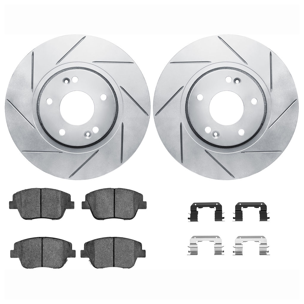 Dynamic Friction 2512-03153 - Brake Kit - Coated Slotted Brake Rotors and 5000 Advanced Brake Pads with Hardware