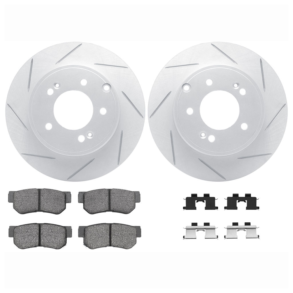Dynamic Friction 2512-03163 - Brake Kit - Coated Slotted Brake Rotors and 5000 Advanced Brake Pads with Hardware