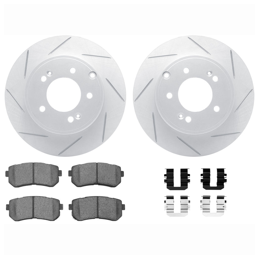 Dynamic Friction 2512-03167 - Brake Kit - Coated Slotted Brake Rotors and 5000 Advanced Brake Pads with Hardware