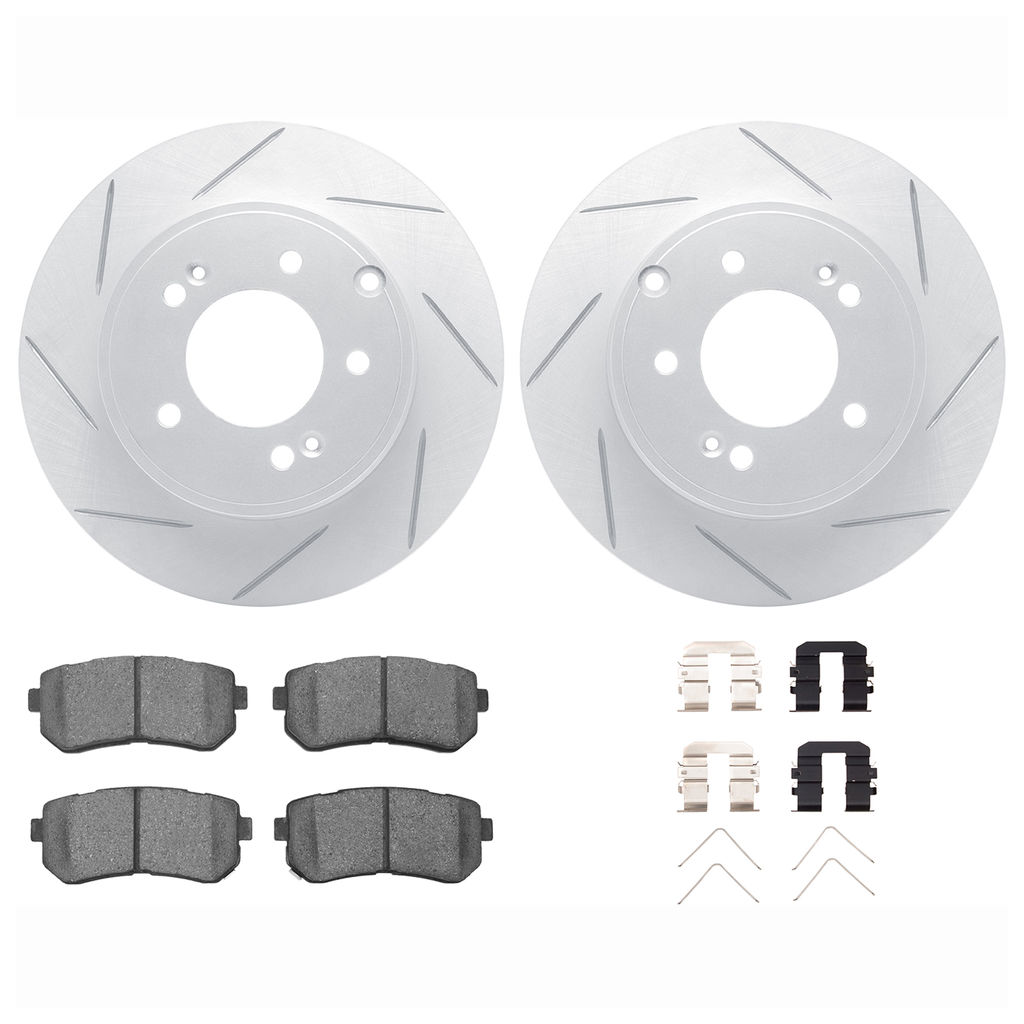 Dynamic Friction 2512-03168 - Brake Kit - Coated Slotted Brake Rotors and 5000 Advanced Brake Pads with Hardware