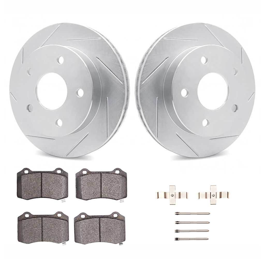 Dynamic Friction 2512-03191 - Brake Kit - Coated Slotted Brake Rotors and 5000 Advanced Brake Pads with Hardware