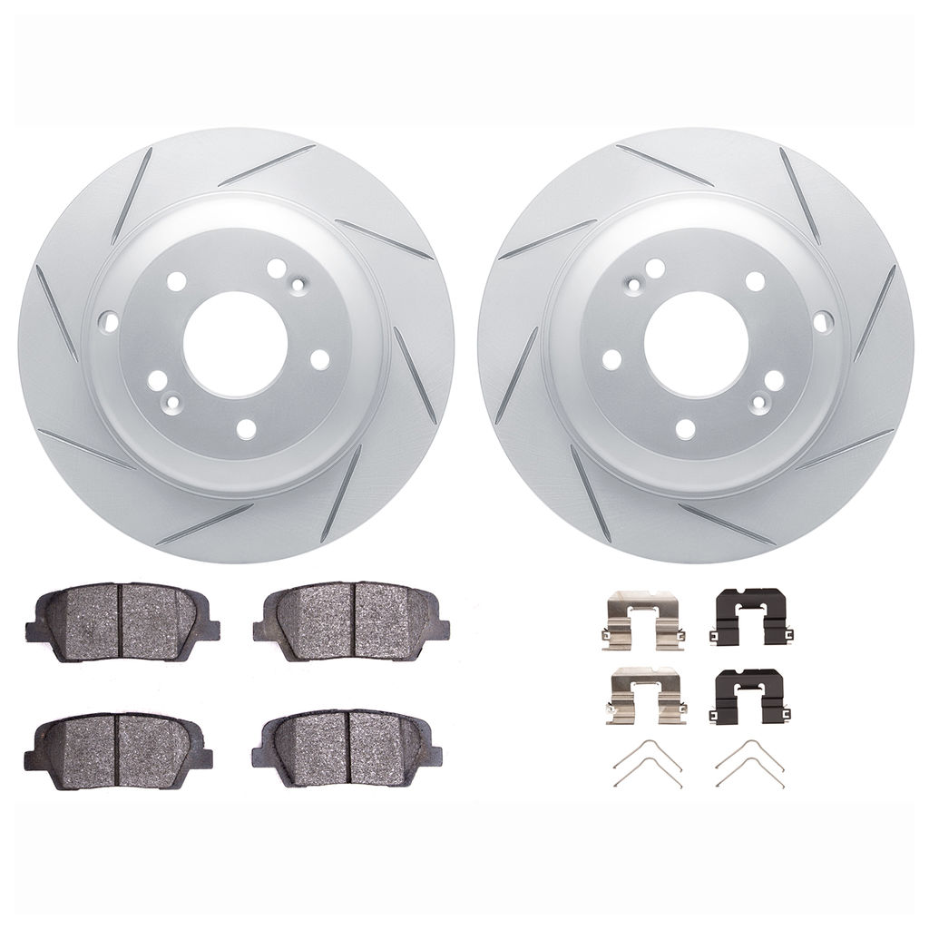 Dynamic Friction 2512-03197 - Brake Kit - Coated Slotted Brake Rotors and 5000 Advanced Brake Pads with Hardware