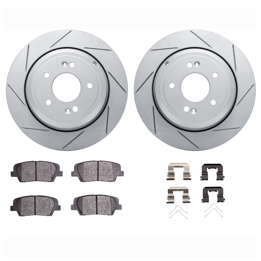 Dynamic Friction 2512-03201 - Brake Kit - Coated Slotted Brake Rotors and 5000 Advanced Brake Pads with Hardware