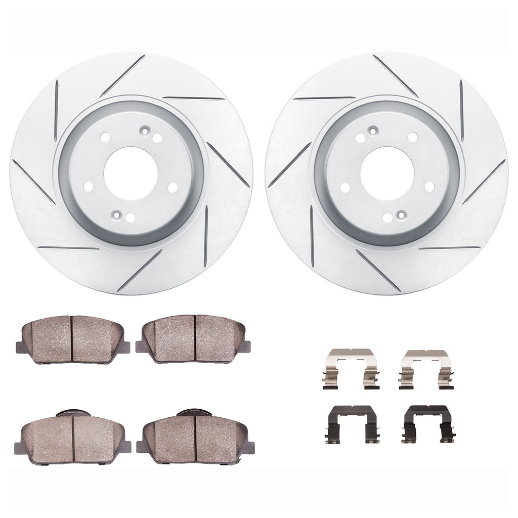 Dynamic Friction 2512-03110 - Brake Kit - Coated Slotted Brake Rotors and 5000 Advanced Brake Pads with Hardware