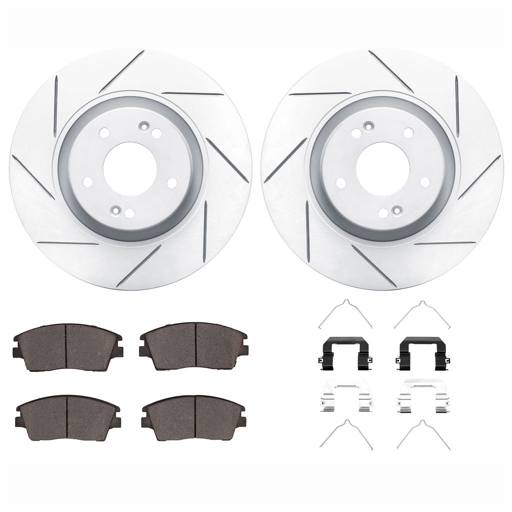 Dynamic Friction 2512-03113 - Brake Kit - Coated Slotted Brake Rotors and 5000 Advanced Brake Pads with Hardware