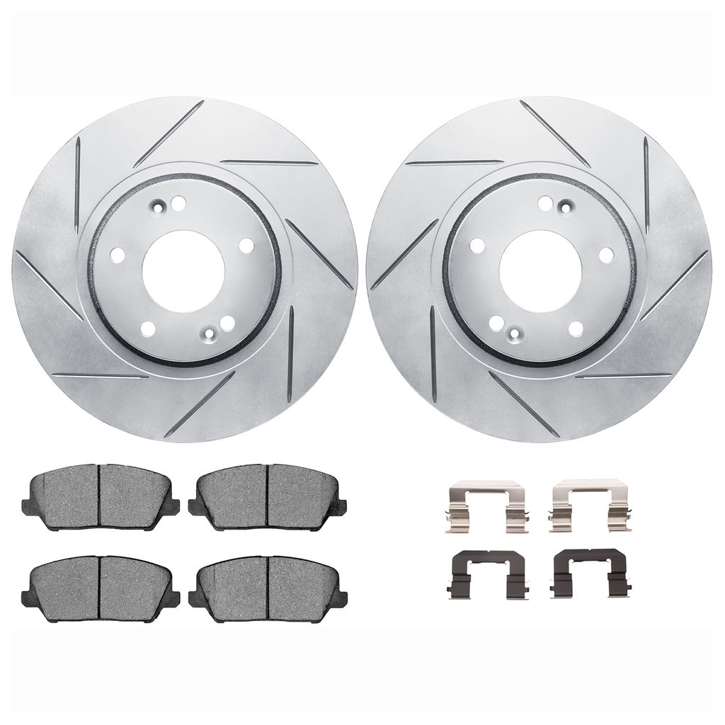 Dynamic Friction 2512-03156 - Brake Kit - Coated Slotted Brake Rotors and 5000 Advanced Brake Pads with Hardware
