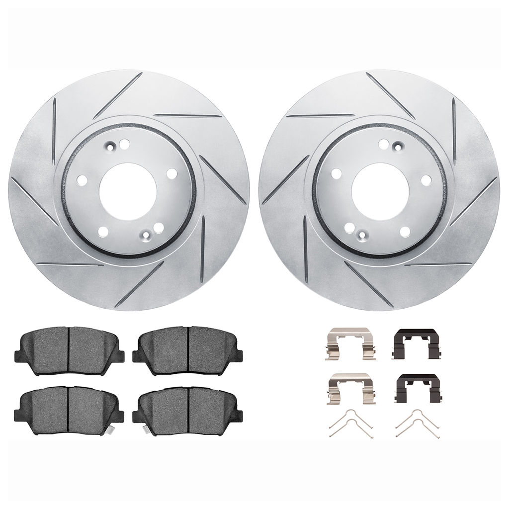 Dynamic Friction 2512-03160 - Brake Kit - Coated Slotted Brake Rotors and 5000 Advanced Brake Pads with Hardware