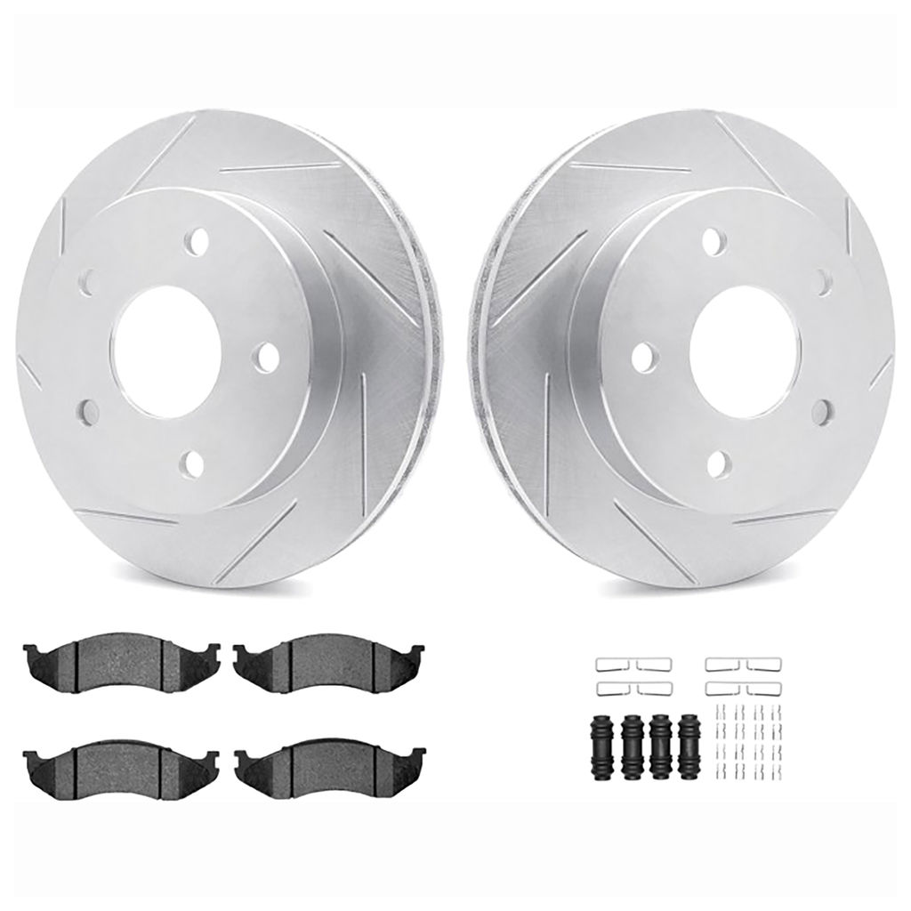 Dynamic Friction 2512-42153 - Brake Kit - Coated Slotted Brake Rotors and 5000 Advanced Brake Pads with Hardware