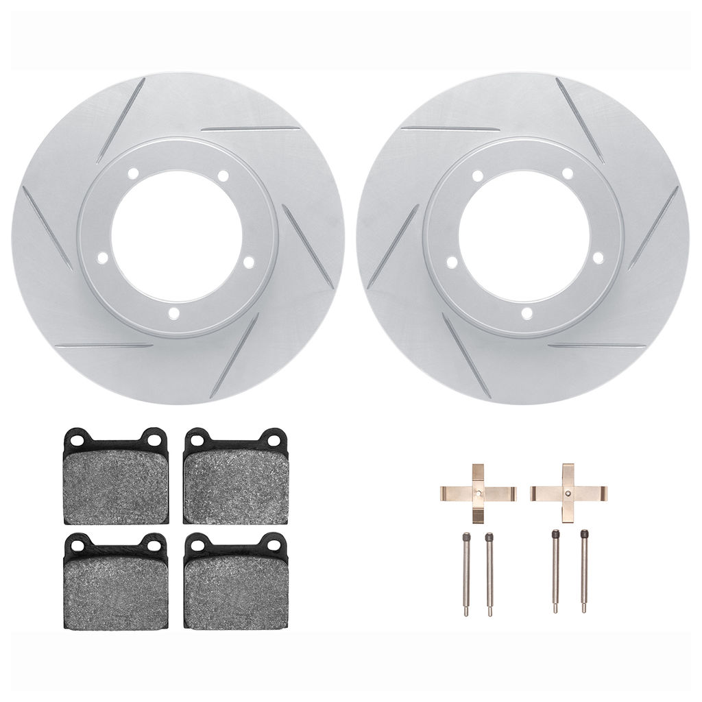 Dynamic Friction 2512-02024 - Brake Kit - Coated Slotted Brake Rotors and 5000 Advanced Brake Pads with Hardware