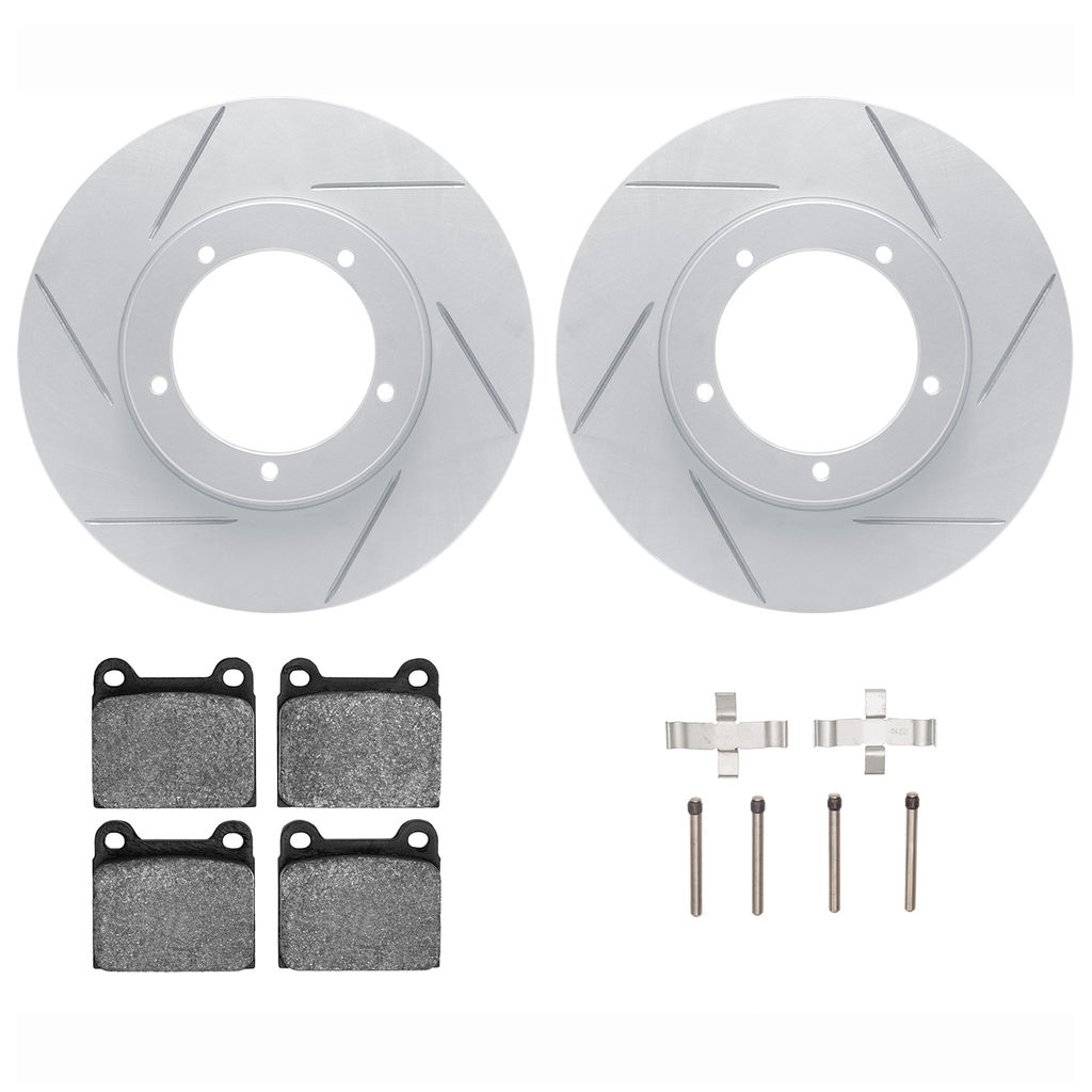 Dynamic Friction 2512-02025 - Brake Kit - Coated Slotted Brake Rotors and 5000 Advanced Brake Pads with Hardware