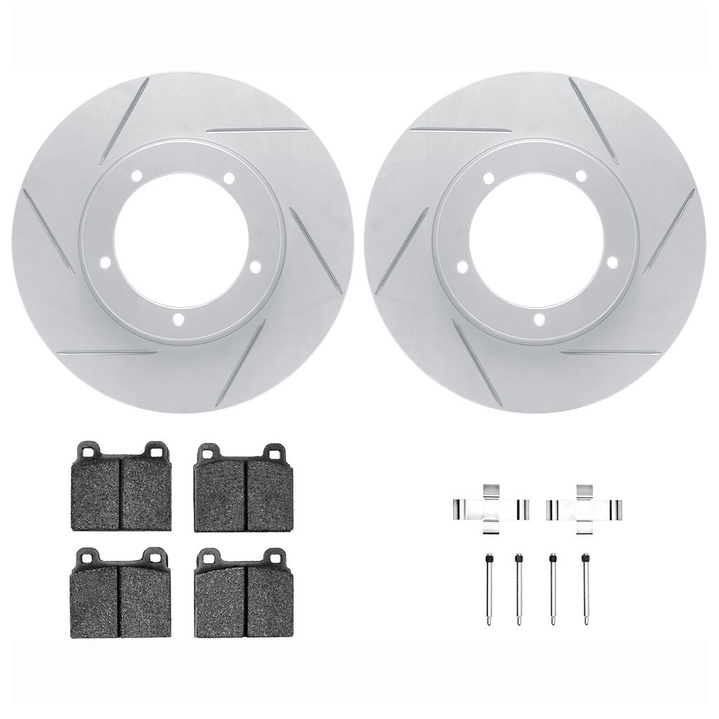 Dynamic Friction 2512-02028 - Brake Kit - Coated Slotted Brake Rotors and 5000 Advanced Brake Pads with Hardware