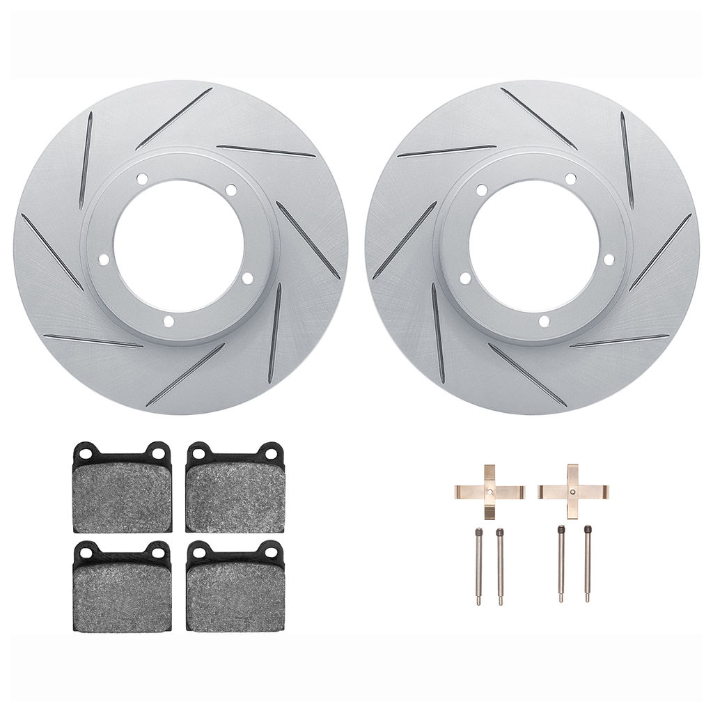 Dynamic Friction 2512-02030 - Brake Kit - Coated Slotted Brake Rotors and 5000 Advanced Brake Pads with Hardware