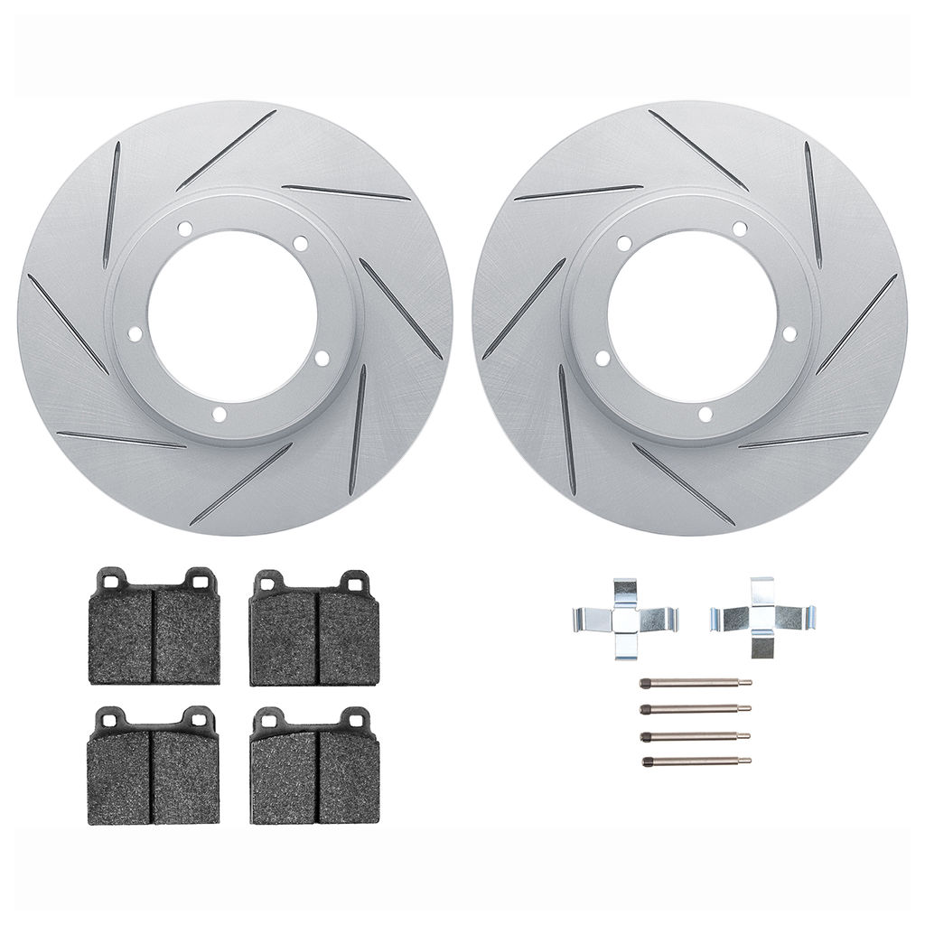 Dynamic Friction 2512-02032 - Brake Kit - Coated Slotted Brake Rotors and 5000 Advanced Brake Pads with Hardware