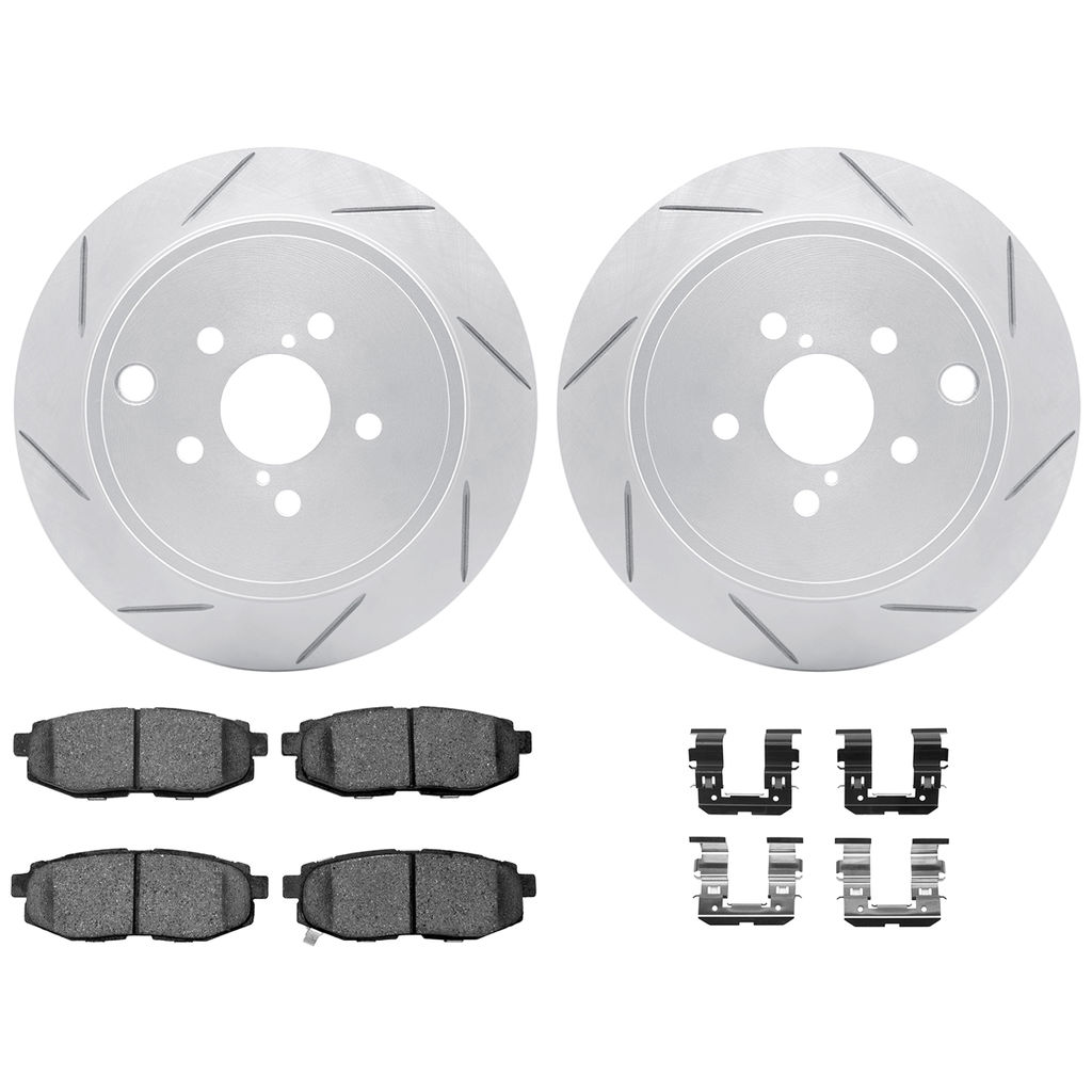 Dynamic Friction 2512-13098 - Brake Kit - Coated Slotted Brake Rotors and 5000 Advanced Brake Pads with Hardware