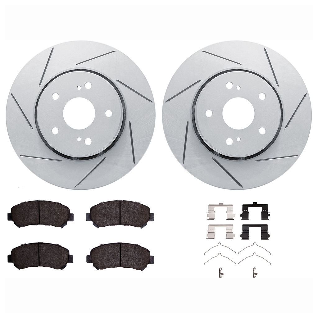 Dynamic Friction 2512-01015 - Brake Kit - Coated Slotted Brake Rotors and 5000 Advanced Brake Pads with Hardware