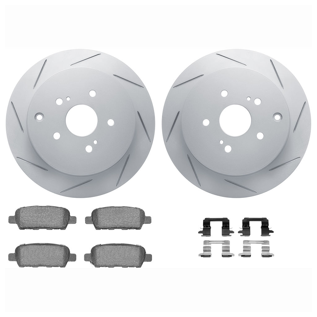 Dynamic Friction 2512-01031 - Brake Kit - Coated Slotted Brake Rotors and 5000 Advanced Brake Pads with Hardware