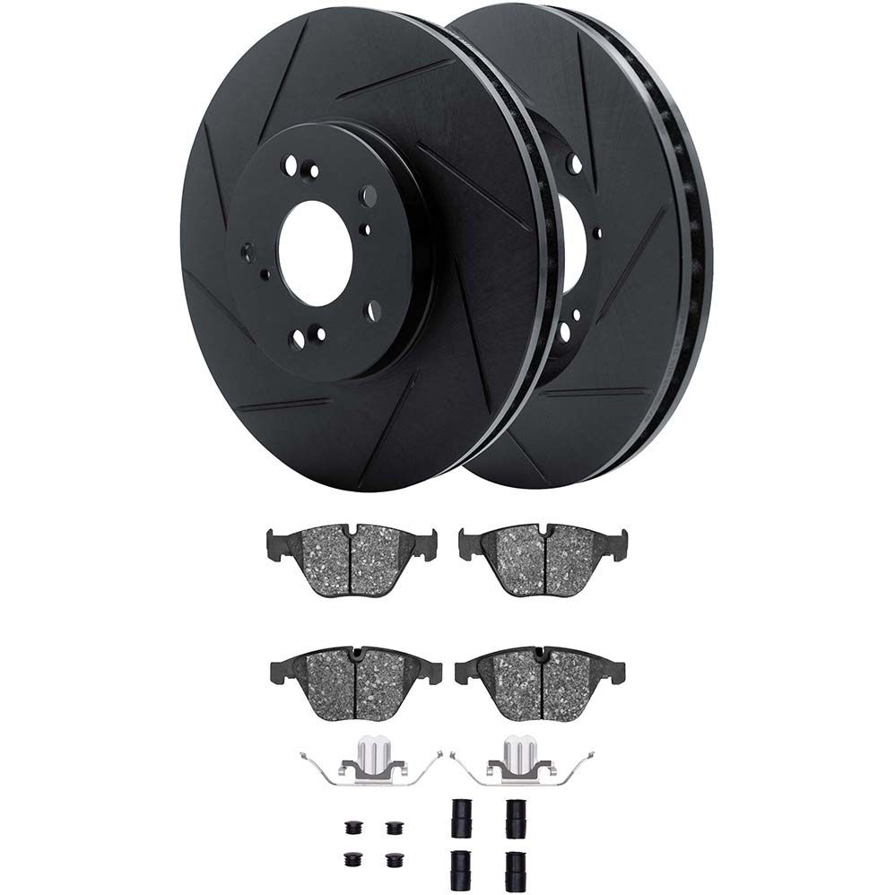 Dynamic Friction 3512-31088 - Brake Kit - Black Zinc Coated Slotted Rotors and 5000 Brake Pads With Hardware