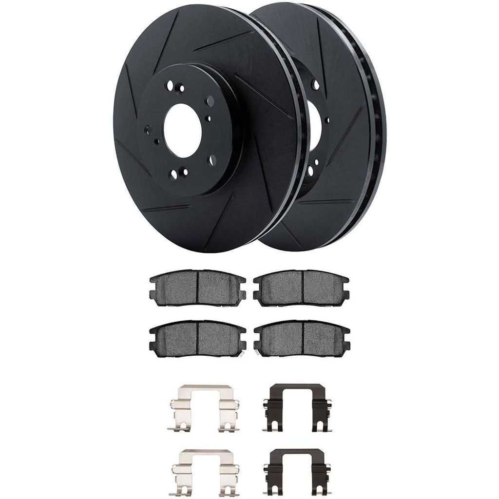 Dynamic Friction 3512-37014 - Brake Kit - Black Zinc Coated Slotted Rotors and 5000 Brake Pads With Hardware