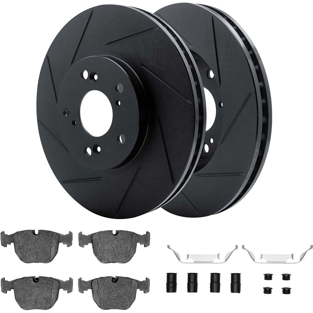 Dynamic Friction 3512-31043 - Brake Kit - Black Zinc Coated Slotted Rotors and 5000 Brake Pads With Hardware