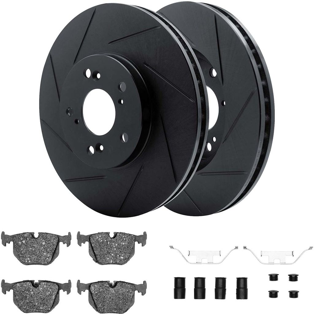 Dynamic Friction 3512-31052 - Brake Kit - Black Zinc Coated Slotted Rotors and 5000 Brake Pads With Hardware