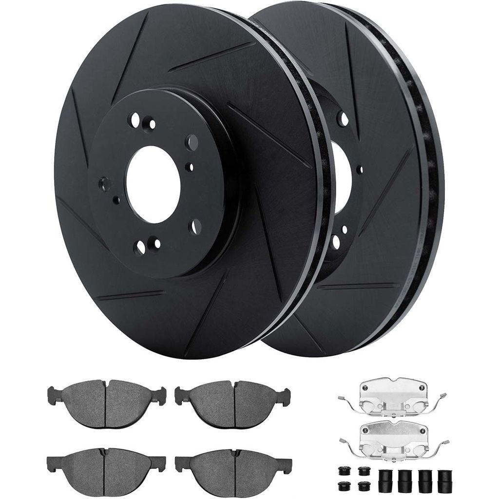 Dynamic Friction 3512-31097 - Brake Kit - Black Zinc Coated Slotted Rotors and 5000 Brake Pads With Hardware