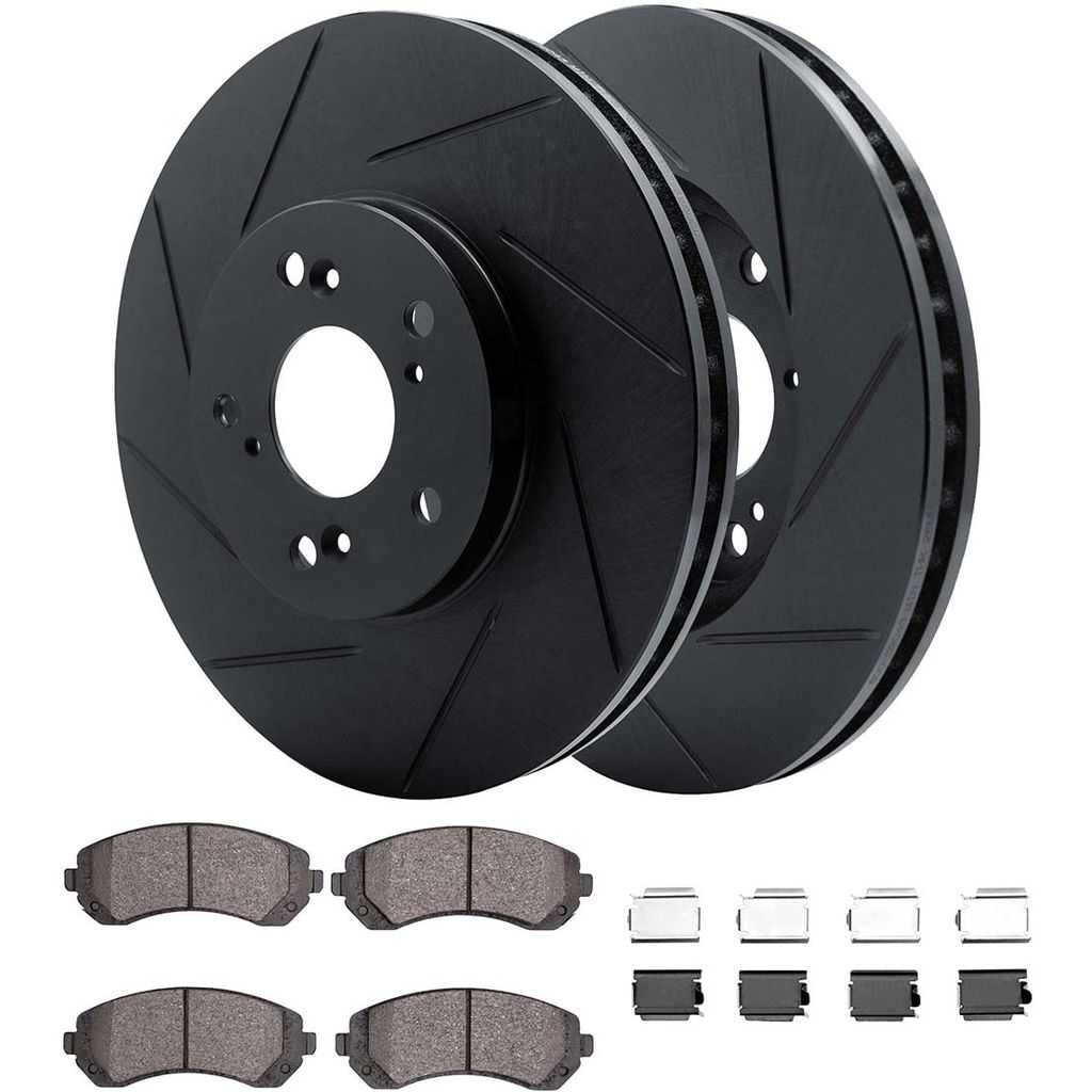 Dynamic Friction 3512-45018 - Brake Kit - Black Zinc Coated Slotted Rotors and 5000 Brake Pads With Hardware