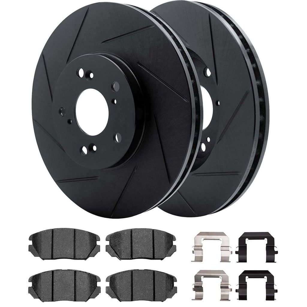 Dynamic Friction 3512-45022 - Brake Kit - Black Zinc Coated Slotted Rotors and 5000 Brake Pads With Hardware
