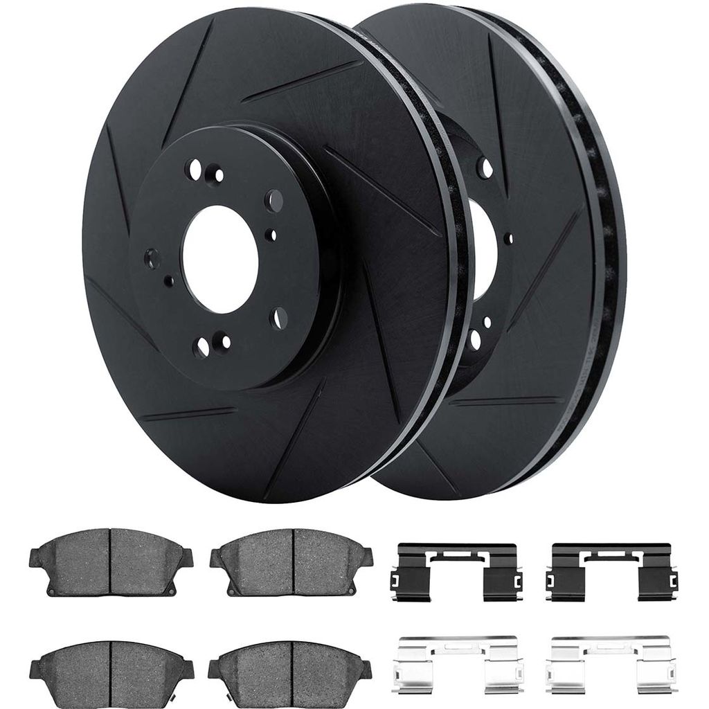 Dynamic Friction 3512-45027 - Brake Kit - Black Zinc Coated Slotted Rotors and 5000 Brake Pads With Hardware