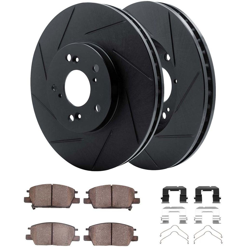 Dynamic Friction 3512-45032 - Brake Kit - Black Zinc Coated Slotted Rotors and 5000 Brake Pads With Hardware