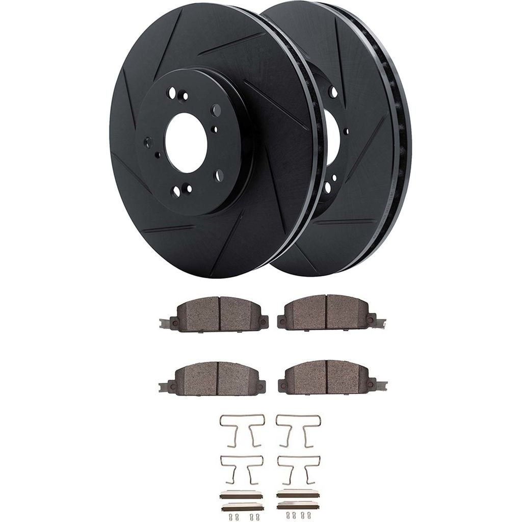 Dynamic Friction 3512-37001 - Brake Kit - Black Zinc Coated Slotted Rotors and 5000 Brake Pads With Hardware