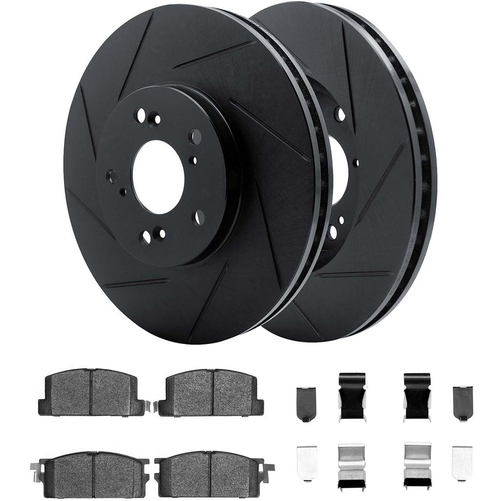Dynamic Friction 3512-37003 - Brake Kit - Black Zinc Coated Slotted Rotors and 5000 Brake Pads With Hardware