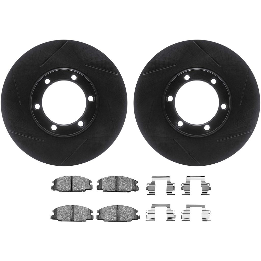 Dynamic Friction 3512-37007 - Brake Kit - Black Zinc Coated Slotted Rotors and 5000 Brake Pads With Hardware