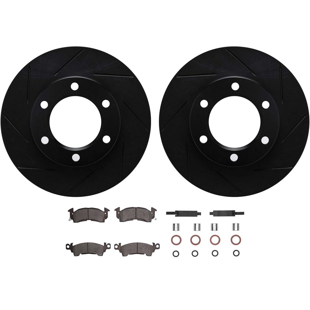 Dynamic Friction 3512-42006 - Brake Kit - Black Zinc Coated Slotted Rotors and 5000 Brake Pads With Hardware