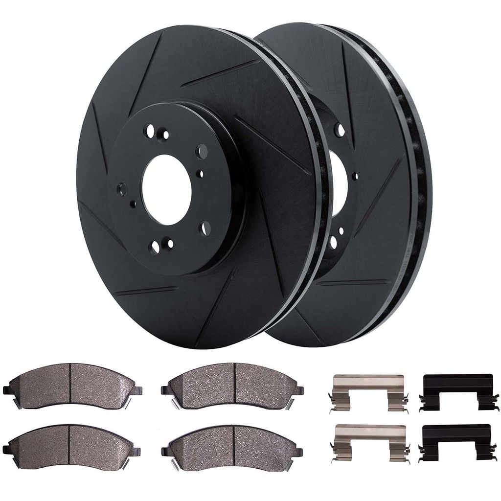 Dynamic Friction 3512-46035 - Brake Kit - Black Zinc Coated Slotted Rotors and 5000 Brake Pads With Hardware
