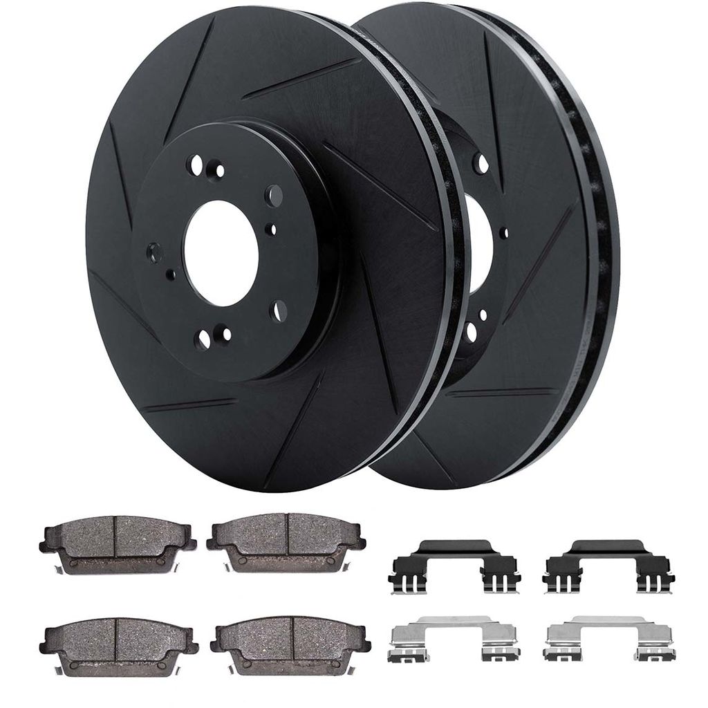 Dynamic Friction 3512-46037 - Brake Kit - Black Zinc Coated Slotted Rotors and 5000 Brake Pads With Hardware